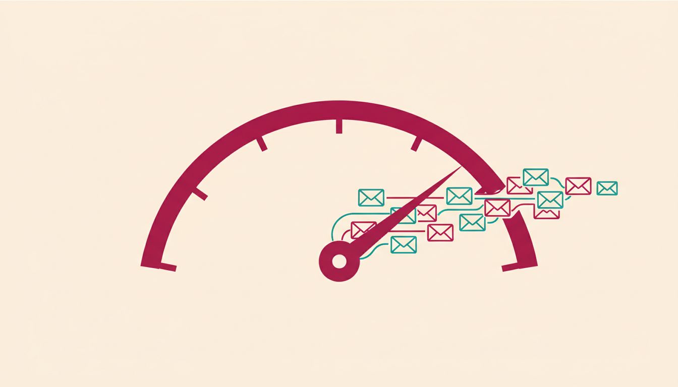 Un compteur traversé par un flot d'enveloppes