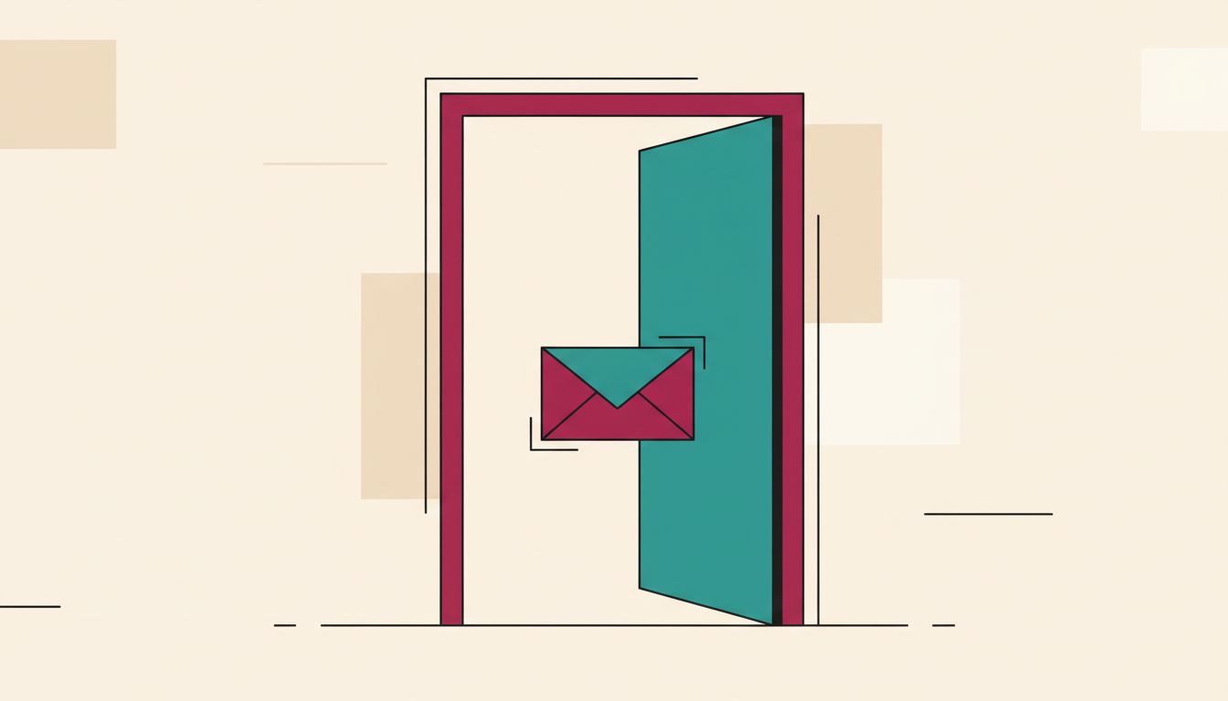 Une porte ouverte par laquelle passe une enveloppe