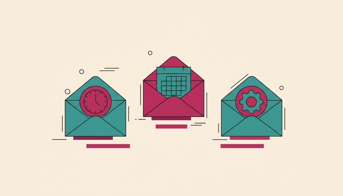 Trois enveloppes ouvertes, une par type d'envoi